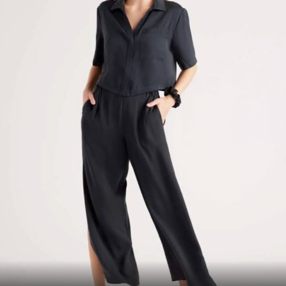 Quince Washable Silk Black Pajama Set, Large